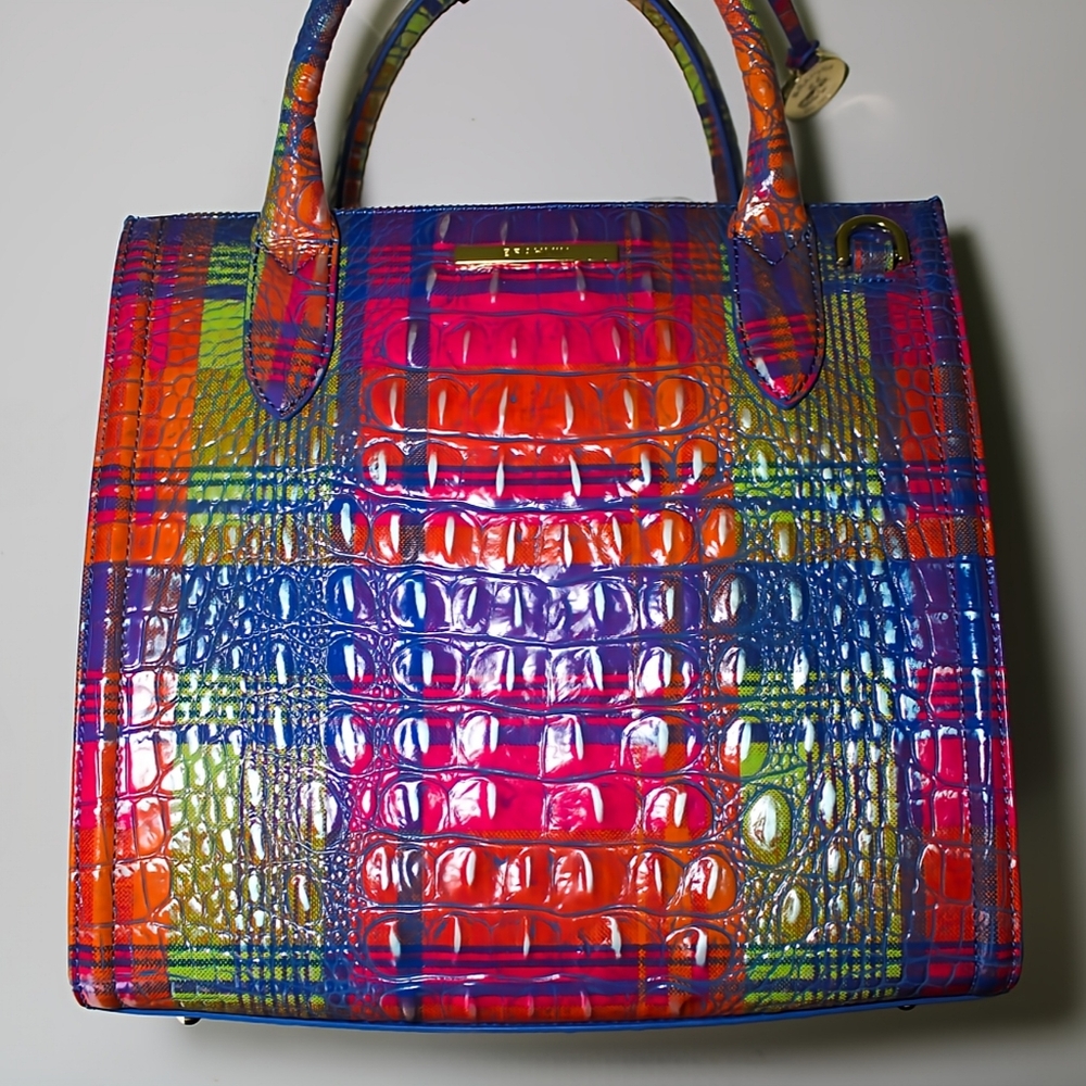 NWT Brahmin Small Caroline Satchel Shoulder Bag in Madras Melbourne Genuine $345